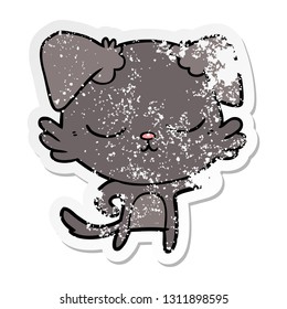 distressed sticker of a cute cartoon dog