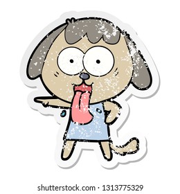 distressed sticker of a cute cartoon dog
