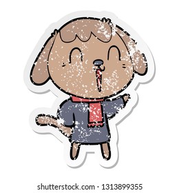 distressed sticker of a cute cartoon dog