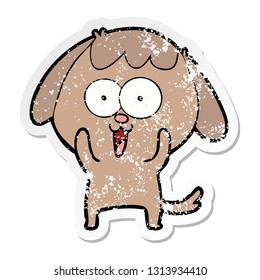 distressed sticker of a cute cartoon dog