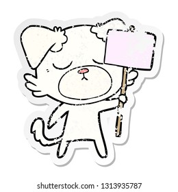 distressed sticker of a cute cartoon dog