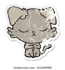distressed sticker of a cute cartoon dog