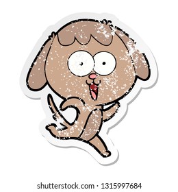 distressed sticker of a cute cartoon dog