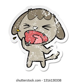 distressed sticker of a cute cartoon dog barking