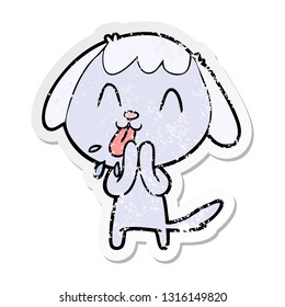 distressed sticker of a cute cartoon dog