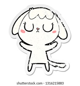 distressed sticker of a cute cartoon dog