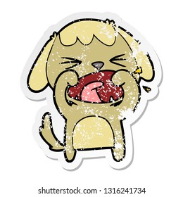 distressed sticker of a cute cartoon dog barking