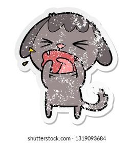 distressed sticker of a cute cartoon dog barking