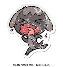 distressed sticker of a cute cartoon dog barking