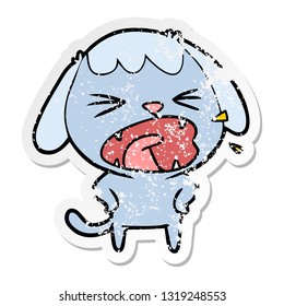 distressed sticker of a cute cartoon dog barking