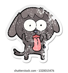 distressed sticker of a cute cartoon dog