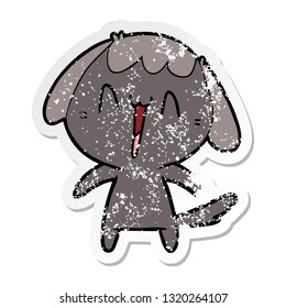 distressed sticker of a cute cartoon dog