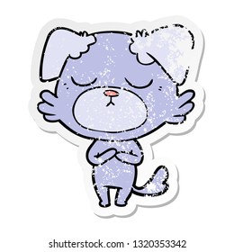 distressed sticker of a cute cartoon dog