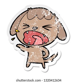 distressed sticker of a cute cartoon dog barking