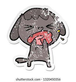 distressed sticker of a cute cartoon dog barking