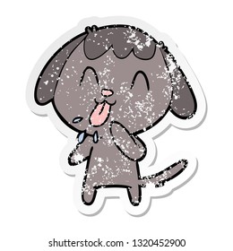 distressed sticker of a cute cartoon dog