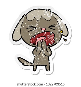 distressed sticker of a cute cartoon dog barking