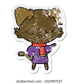 distressed sticker of a cute cartoon dog