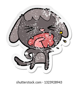 distressed sticker of a cute cartoon dog barking