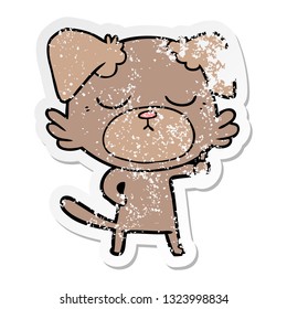 distressed sticker of a cute cartoon dog