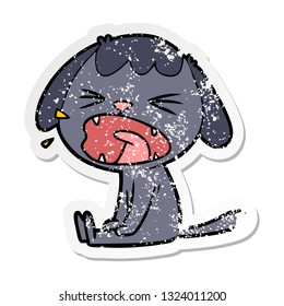 distressed sticker of a cute cartoon dog barking