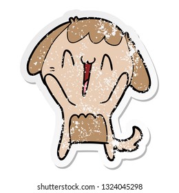 distressed sticker of a cute cartoon dog