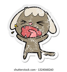 distressed sticker of a cute cartoon dog barking