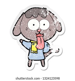 distressed sticker of a cute cartoon dog