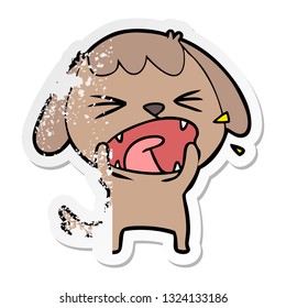 distressed sticker of a cute cartoon dog barking