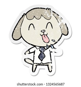 distressed sticker of a cute cartoon dog
