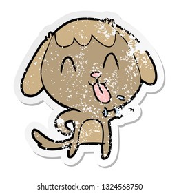 distressed sticker of a cute cartoon dog