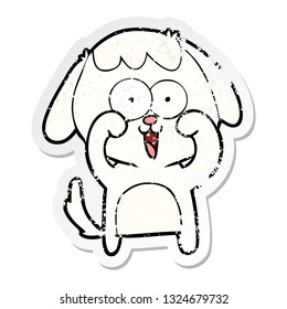 distressed sticker of a cute cartoon dog