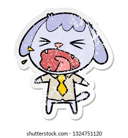 distressed sticker of a cute cartoon dog barking