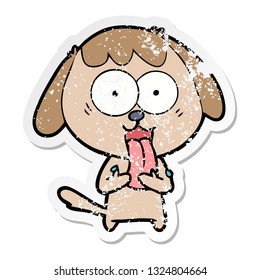 distressed sticker of a cute cartoon dog