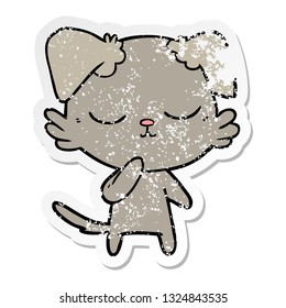 distressed sticker of a cute cartoon dog
