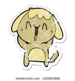 distressed sticker of a cute cartoon dog