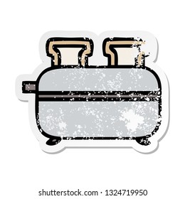 distressed sticker of a cute cartoon double toaster