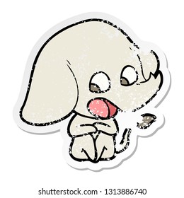 distressed sticker of a cute cartoon elephant