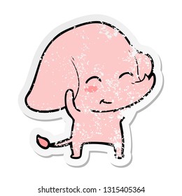 distressed sticker of a cute cartoon elephant