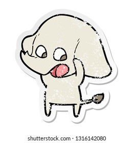 distressed sticker of a cute cartoon elephant
