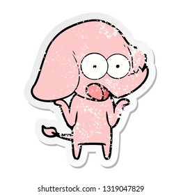 distressed sticker of a cute cartoon elephant