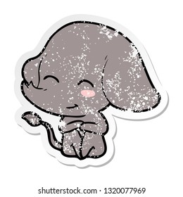 distressed sticker of a cute cartoon elephant