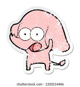 distressed sticker of a cute cartoon elephant