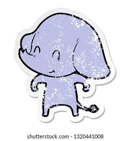 distressed sticker of a cute cartoon elephant