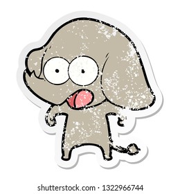 distressed sticker of a cute cartoon elephant