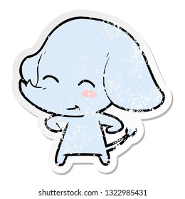 distressed sticker of a cute cartoon elephant