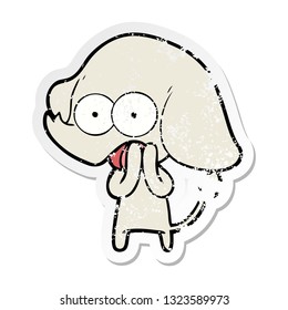 distressed sticker of a cute cartoon elephant