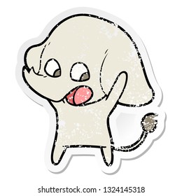 distressed sticker of a cute cartoon elephant