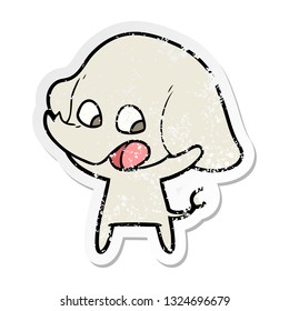 distressed sticker of a cute cartoon elephant