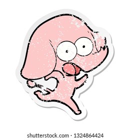 distressed sticker of a cute cartoon elephant